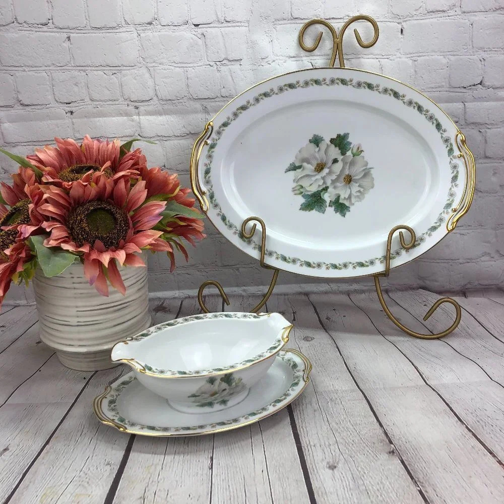 Vintage N2432 by NORITAKE serving platter or gravy boat floral whimsical
